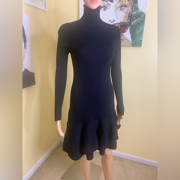 💫HP‼️💫 NWOT REISS Finn Turtleneck Ribbed Knit Dress in Black, Size Medium - Picture 9 of 11